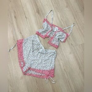 Betsey Johnson x Forever 21 pretty pink and white lingerie set size 0X (0XL)